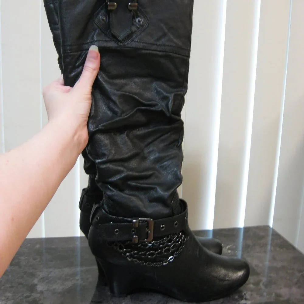 NWOT Naughty Monkey black leather boots 7.5
